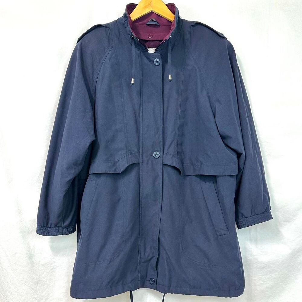 Utex Cyclone Vintage 80s All Weather Navy Hooded Coat Mens L Lined